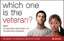 Which one is the Veteran (Younger Veterans) Thumbnail of Outreach Poster: Which one is the Veteran? Both. It's our job to give every Vet the best care anywhere.