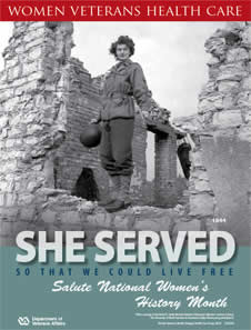 Women's History World War II Thumbnail of Women's History Poster World War II: She served so that we could live free. Salute Women's History Month.