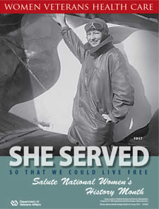 Women's History World War I Thumbnail of Women's History Poster World War I: She served so that we could live free. Salute Women's History Month