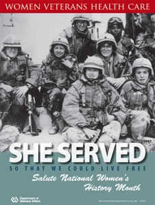Women's History Desert Storm Thumbnail of Women's History Poster Desert Storm: She served so that we could live free. Salute Women's History Month